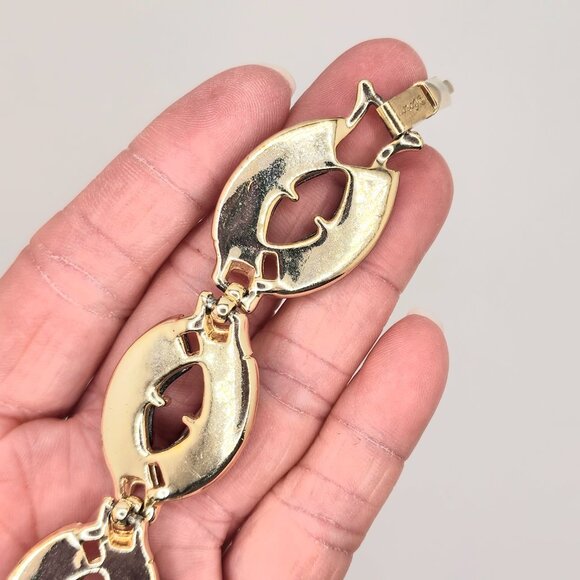 Coro Red Confetti Lucite Link Vintage Bracelet w/Fold Over Clasp - Picture 5 of 9